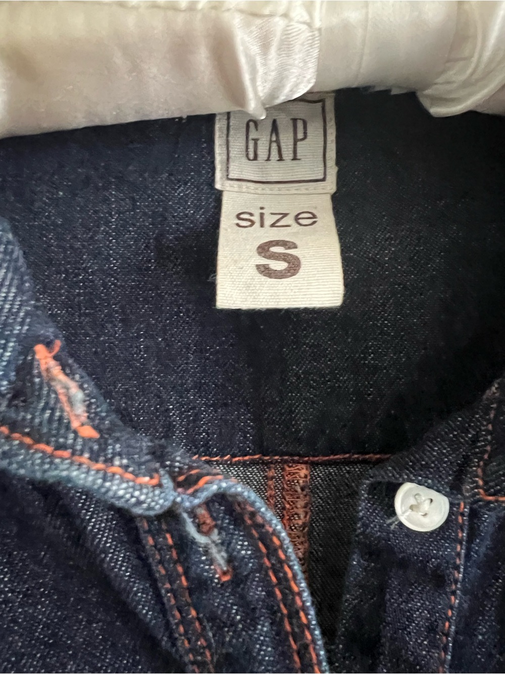 GAP Vintage 3/4 Sleeve Denim Shirt Dress Contrast Stitching Timeless Small - Picture 5 of 5